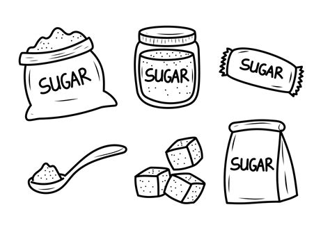 Set of sugar vector illustrations in cute hand-drawn style isolated on ...