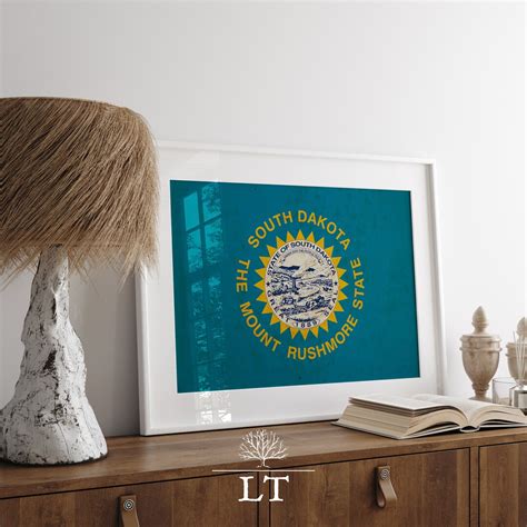 Vintage South Dakota State Flag Print, South Dakota Flag Print, Vintage ...
