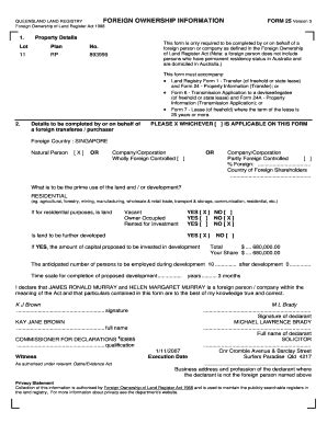 Fillable Online Titles Registry - example of a completed Form 25 ...