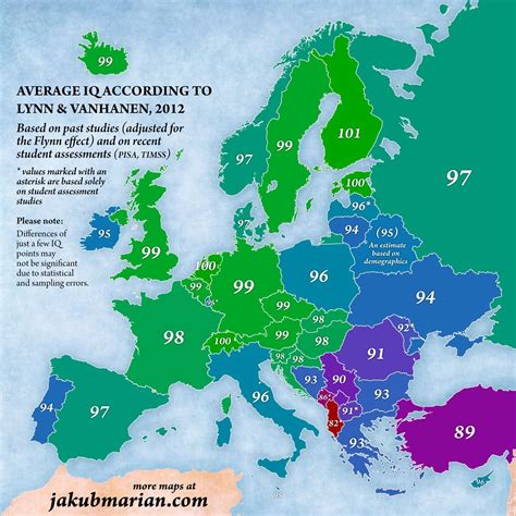 Average IQ in Europe by country • r/europe : r/portugal