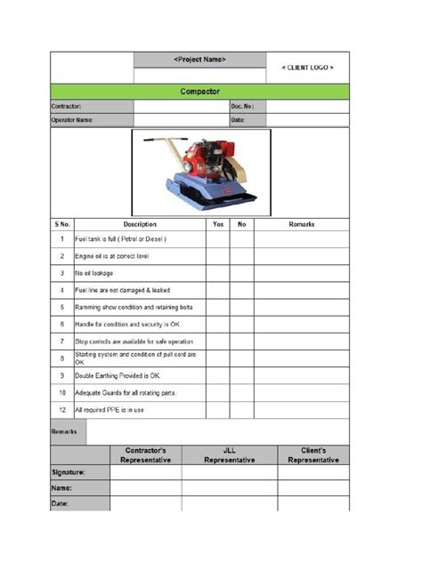 Trash Compactor Training Course Checklist 的图像结果
