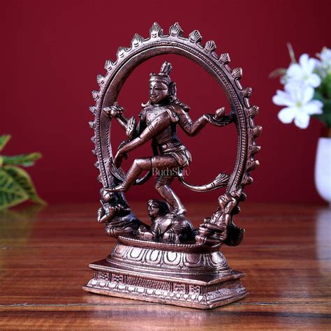 Budhshiv.com Pure Copper Nataraja Statue | Unique Temple Design Shiva Idol