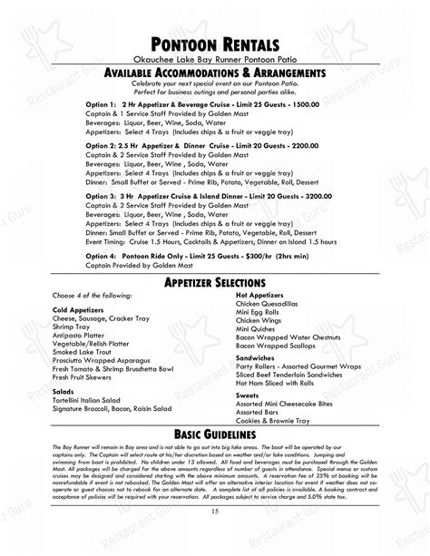Menu at Weissgerber's Golden Mast Inn restaurant, Okauchee Lake, 5293 ...