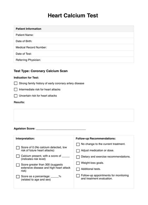 Heart Calcium Score Chart & Example | Free PDF Download