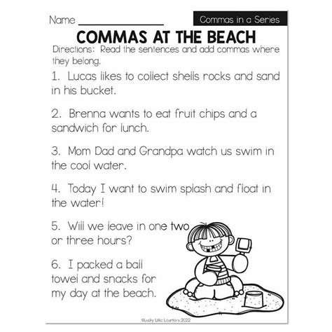 Image result for Comma Activity Worksheet