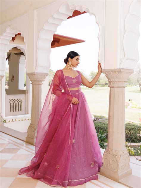 Bejewelled Purple Mukaish Work Lehenga Set – Ragavi