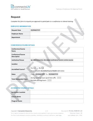 TD ALL 4220 M 1 0 Training Conference Pre Approval Form 2016 01 25 ...
