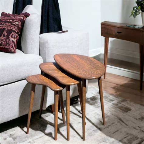 Buy Distinct Solid Wood Nesting Table Set of 3 for Living Room