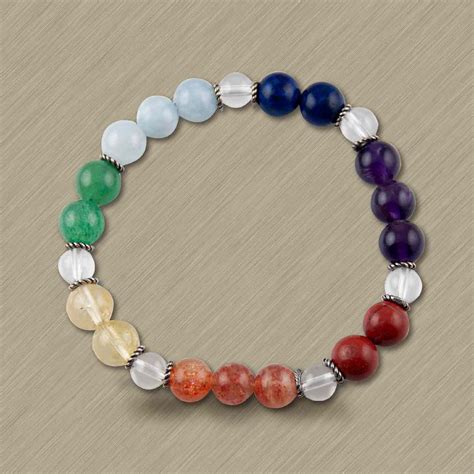 Multi Gemstone Seven Chakras Elastic Bead Bracelet