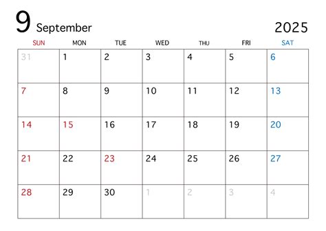 2020年9月 シンプルカレンダー A4横型 日曜始まり | HAPPY CLOVER – 四つ葉のクローバーのイラスト・テンプレート素材の ...