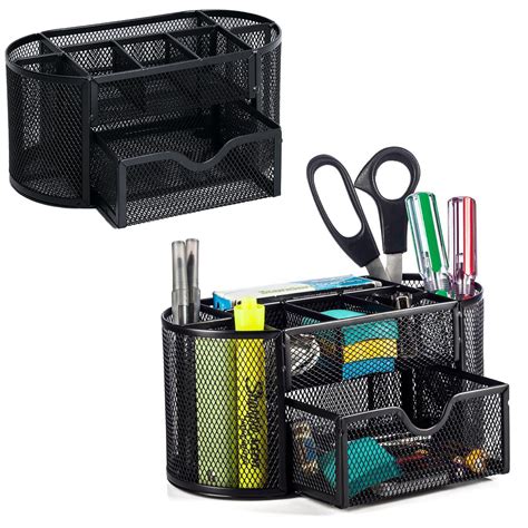 Nicunom 2 Pack Mesh Desk Organizer Office Supplies with 9 Compartments ...