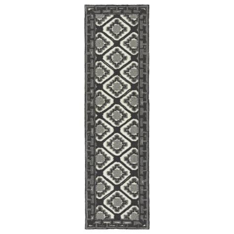 Kaleen Ayrlies Garden 2 x 8 Graphite Indoor/Outdoor Geometric Global ...