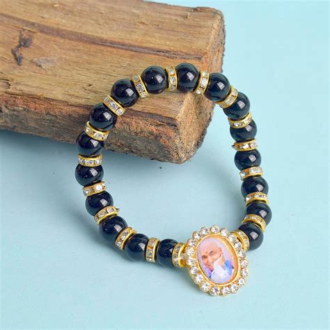 Buy Online | Black Golden Stud Single Layer Guruji Swaroop Bracelet ...
