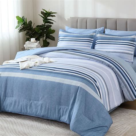 Amazon.com: Dobuyly Light Blue Comforter Set King Size 7 Pieces, Boho ...