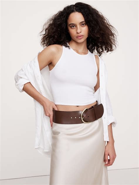 Wide Leather Waist Belt | Banana Republic