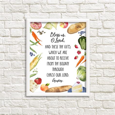 Grace Before Meals Bless Us O Lord Prayer 8x10 Printable Wall