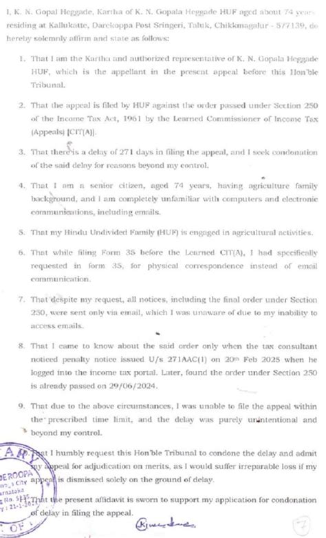 ITAT Bangalore Condones Delay for 74-Year-Old HUF Kartha – Substantial ...