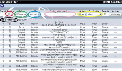 Mail Filter setup