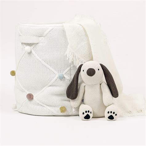 Haus and Kinder Cotton Knitted Storage Basket with Handles | Foldable ...