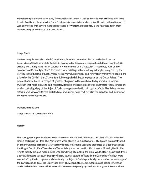 HIS Rekha MISS Projexct - Mattancherry is around 10km away from ...