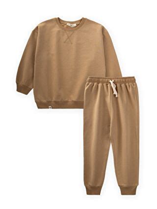 Sarı Basic Karyoka Detaylı Sweatshirt Takım 3-8 Yaş K Hardal ...