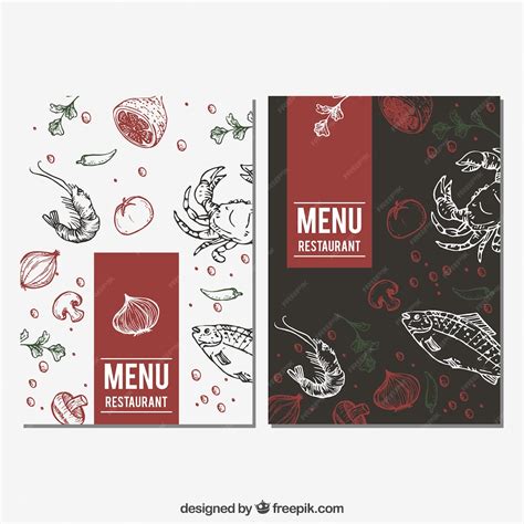 Restaurant menu with food sketches | Premium Vector