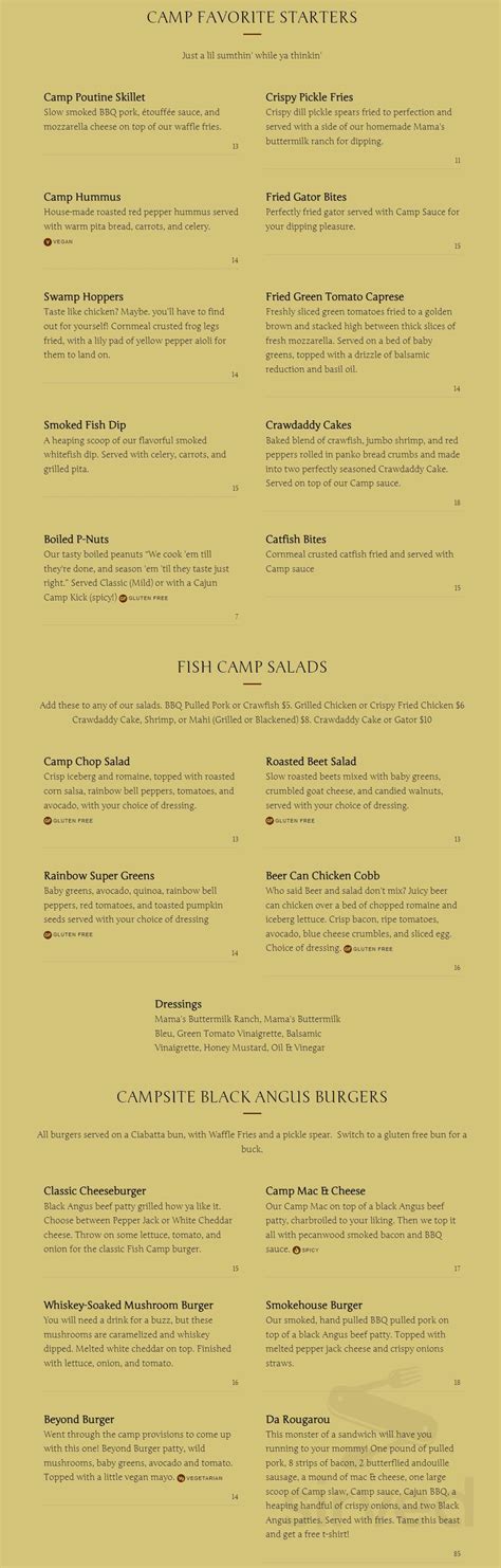 Cocoa Beach Fish Camp Grill menu in Cocoa Beach, Florida, USA