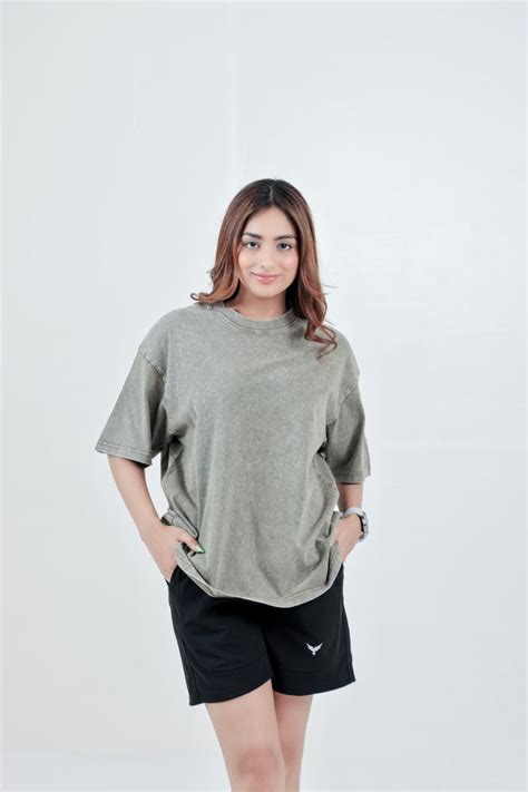Women's Stone Wash Oversize T-Shirt – Olive Green – The Falcon Store ...