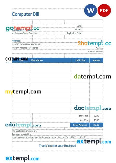 Image result for Computer DTP Unit Bill Design