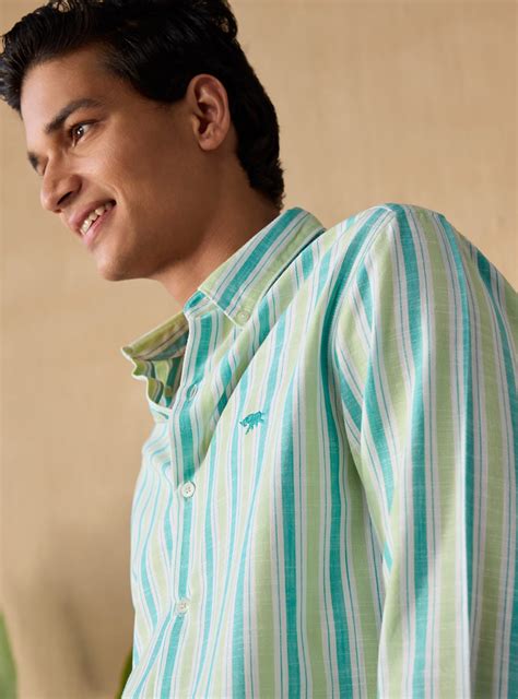 Buy Sea Green Stripe Shirt | Casual Green Stripe Shirt for Men Online ...