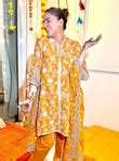 Mulmul Cotton Komen Mustard Kurta With Mulmul Cotton Komen Mustard Dho