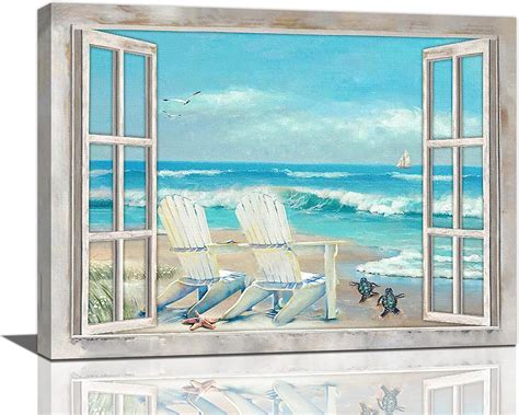 Ocean Bathroom Decor Wall Art Coastal Beach Pictures Wall Decor Sea ...