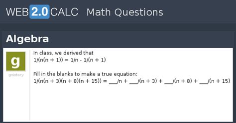View question - Algebra