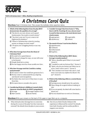 Christmas Carol Quiz - Fill and Sign Printable Template Online