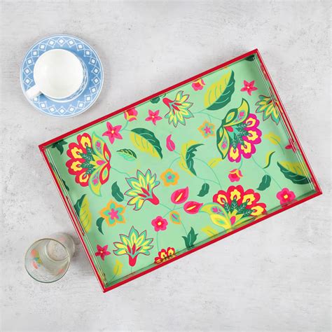 Buy INDIA CIRCUS Neon Cyanic Pop Burst Wooden Printed Serving Tray ...