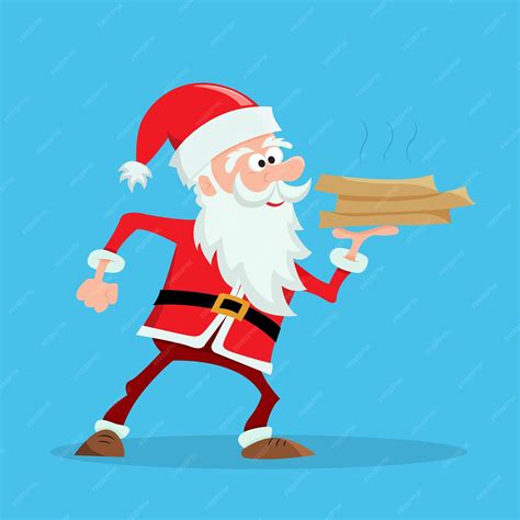 Dostawca pizzy Świętego Mikołaja Jolly Święty Mikołaj niesie pudełka z ...