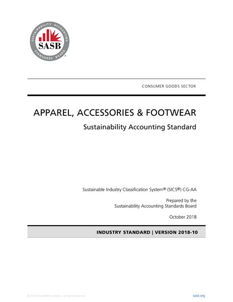 Apparel Accessories Footwear BFC SASB 2018 Consumer Goods main ...