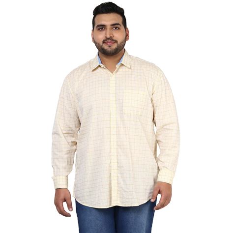 JOHN PRIDE Plus Size Men Yellow Check Colour Shirt (BEPLJP31975_XXL ...