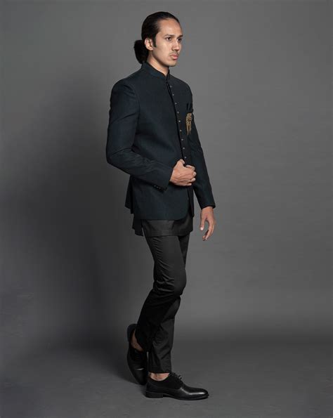 Dark Green Bandhgala Set – Teal Man