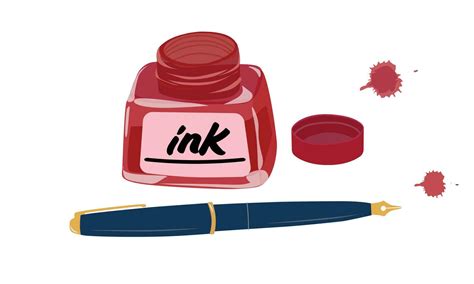 Red ink bottle vector illustration. Ink pot or inkpot vector. Foutain ...