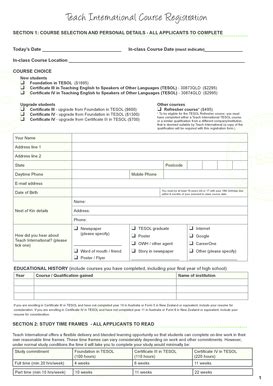 Fillable Online Teach International Course Registration Fax Email Print ...