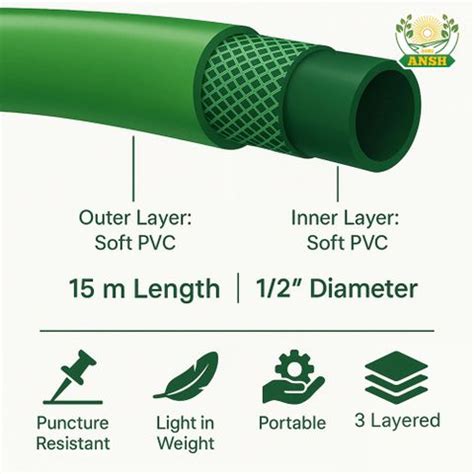 Agriansh PVC Garden Hose Pipe With Tap Adapter & Clamps | 1/2 inch 15 ...