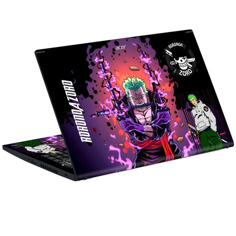 Zoro Triple Sword Purple Neon Laptop Skin | 3D Embossed 3M Vinyl ...