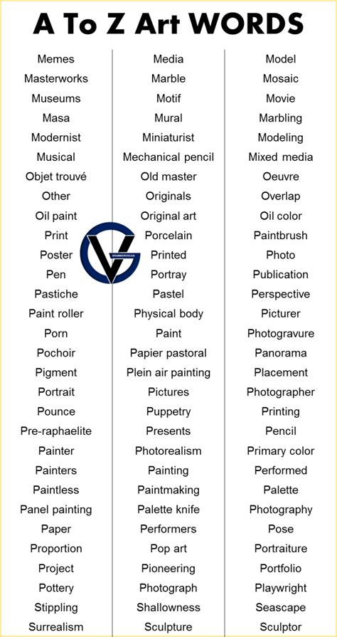 Art Vocabulary Words - GrammarVocab