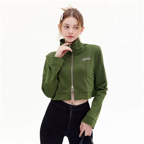 Women’s two-way zipper stand collar cropped jacket – Lezhou Garment