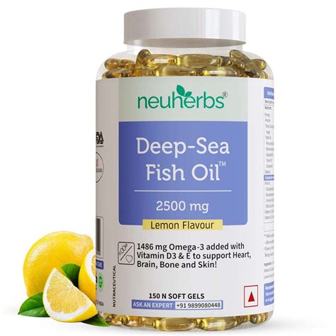 Neuherbs Deep Sea Fish Oil Capsules For Men & Women (2500 mg Omega 3 ...