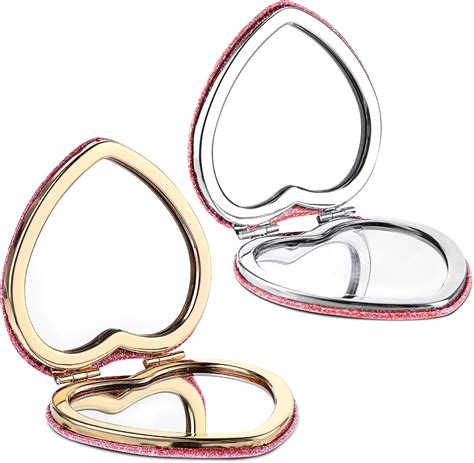 Amazon.com: Dimeho Compact Folding Mirror Heart Shaped Magnifying Mini ...