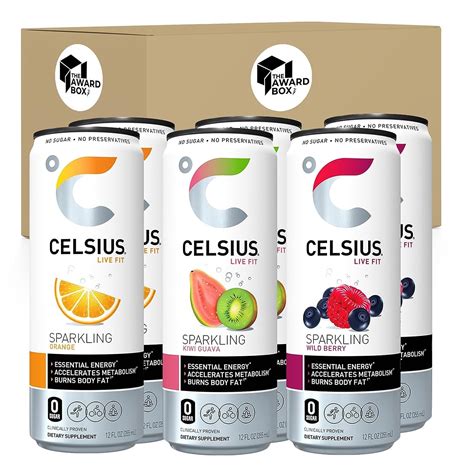 Celsius Sparkling Essential Energy Drink 12 fl oz, Orange, Kiwi Guava ...
