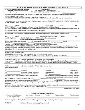 North Carolina Basic Property Insurance Application - Blank Fillable ...