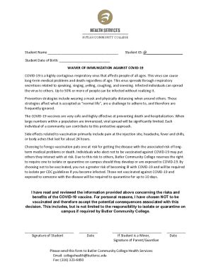 Fillable Online COVID-19 Vaccination Exemption Form Fax Email Print ...